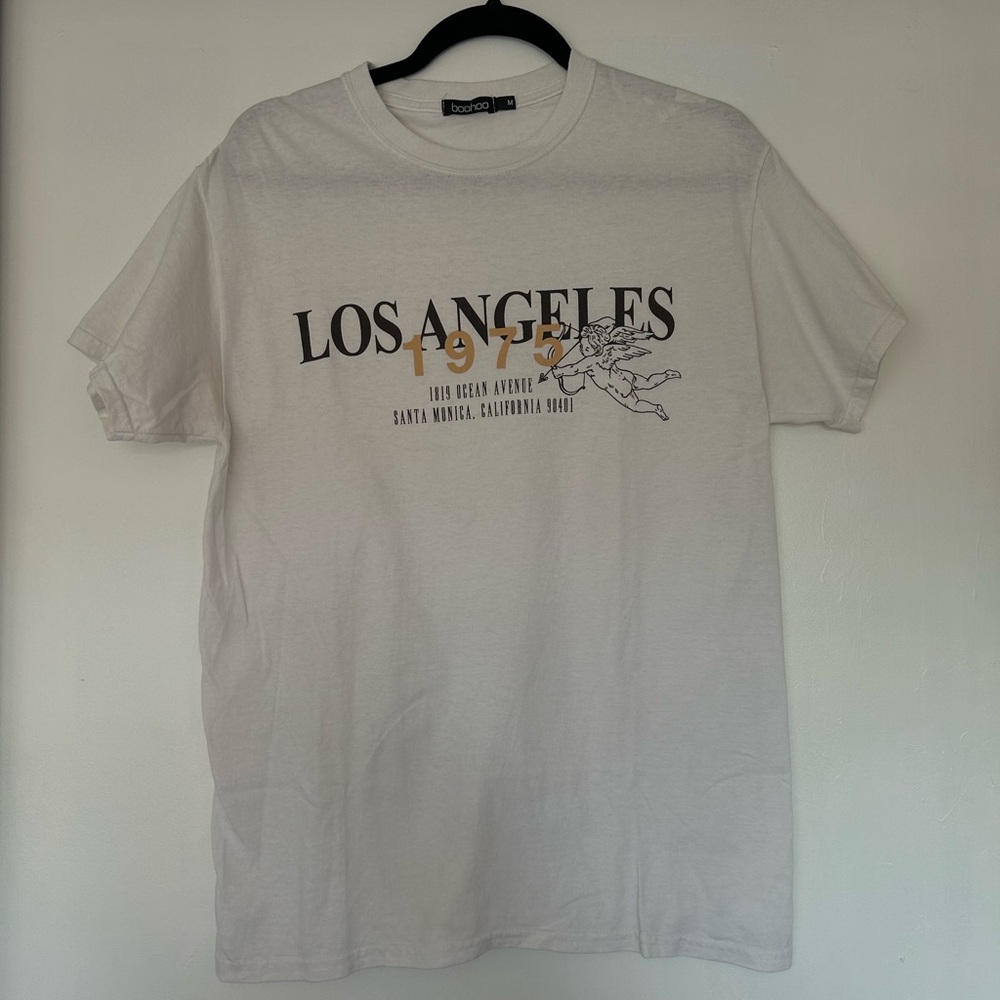 Boohoo White Graphic 'Los Angeles 1975' Short Sleeve Tee